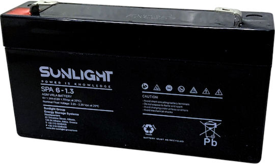SunLight Vrla Μπαταρία UPS με Χωρητικότητα 1.3Ah και Τάση 6V 1τμχ