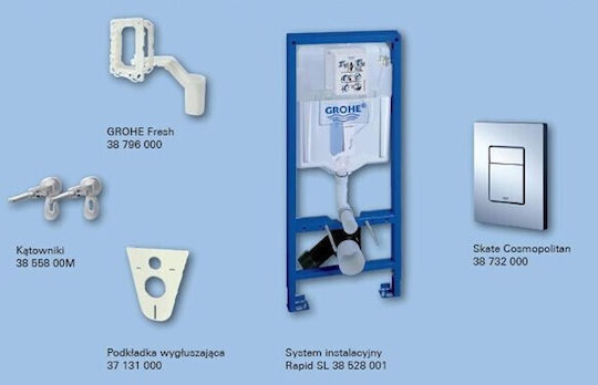 Grohe Rapid Sl Εντοιχιζόμενο Πλαστικό Καζανάκι Ορθογώνιο Χαμηλής Πίεσης Ροζ
