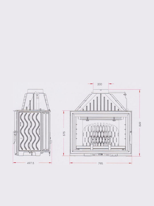 Invicta Foyer 800 Grande Vision Ενεργειακό Τζάκι Ξύλου 12kW Ίσιο με Ανοιγόμενη Πόρτα