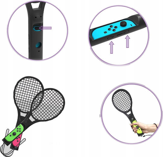 Jys Set 12x Sport Accessories Kit for Switch / Switch OLED in Black color