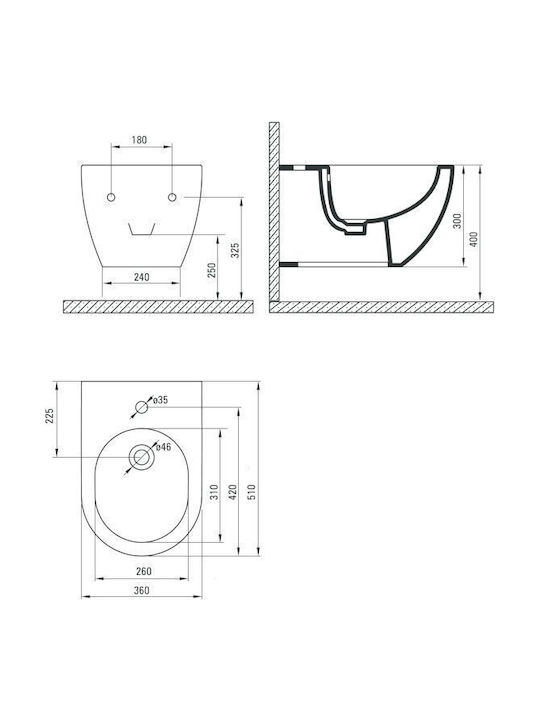 Deante Wall-Hanging Bidet 51x36x