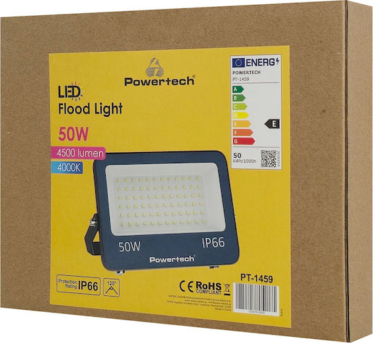 Powertech Waterproof LED Floodlight 50W Natural White 4000K IP66