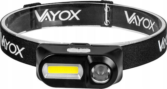 Vayox Stirnlampe LED mit maximaler Helligkeit 250lm Schwarz