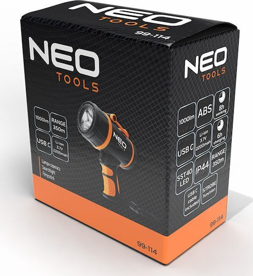 Neo Tools Wiederaufladbar Handstrahler LED IP44 mit maximaler Helligkeit 1000lm