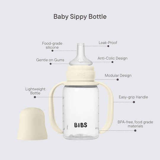 Bibs Lern-Trinkflasche Kunststoff mit Griffen Rosa für 6m+m+ 150ml