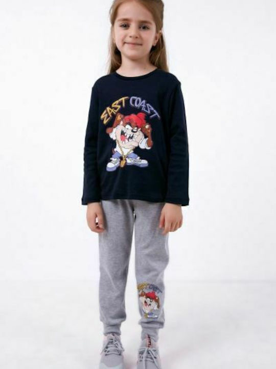 Warner Bros Kinder Schlafanzug Winterlich Baumwoll Marineblau