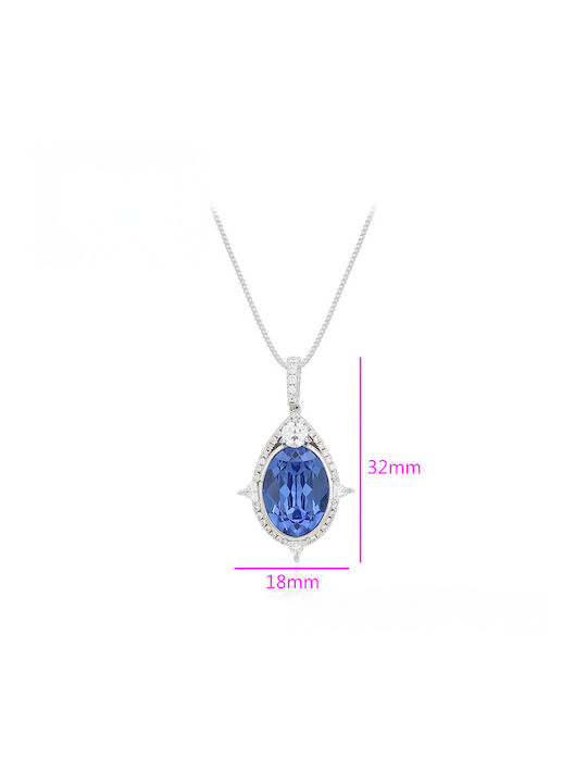 Chrysothemiss Γυναικείο Κολιέ Sapphire Gaze Επιπλατινωμένο Μπλε Κρύσταλλο Chrysothemiss Γυναικείο Κολιέ Sapphire Gaze Επιπλατινωμένο Μπλε Κρύσταλλο