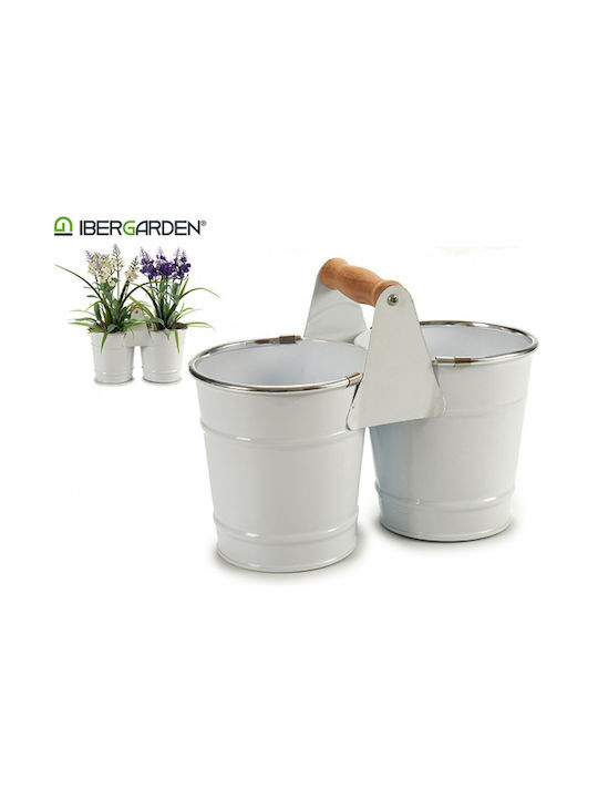Ibergarden Γλάστρα Μεταλλική Λευκή 10.3x10.3x20εκ.