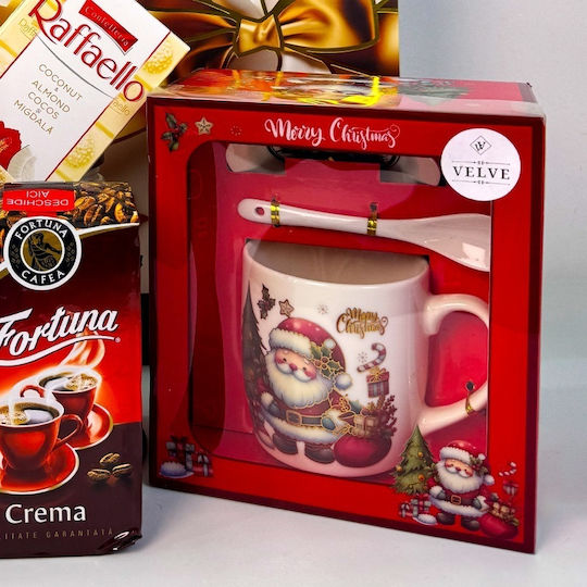 Pachet Deliciu De Crăciun Odorizant De Cameră Fortuna Cremă Cafea Raffaello Ciocolată Set Cească Ceramică Farfurie Lingură În Sac Cadou
