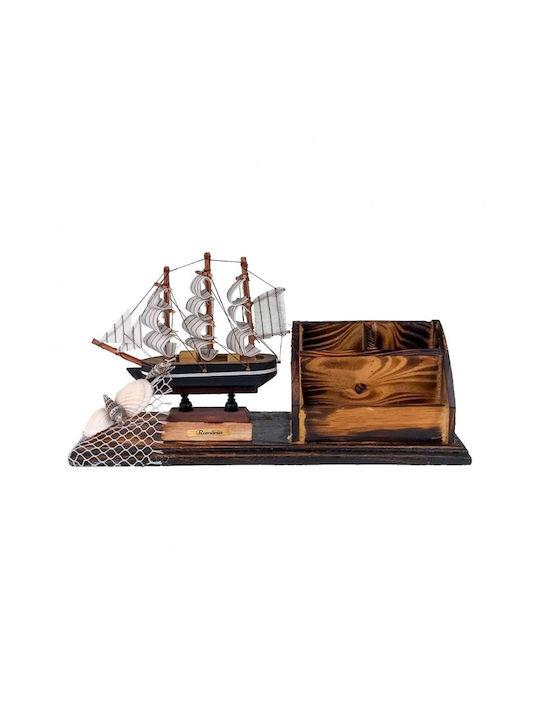 Wooden Ship-shaped Decoration Sails Pen Business Card Holder Wooden Ship-shaped Decoration Sails Pen Business Card Holder