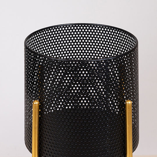 Planter Metal Black with Stand 29x29x60cm.