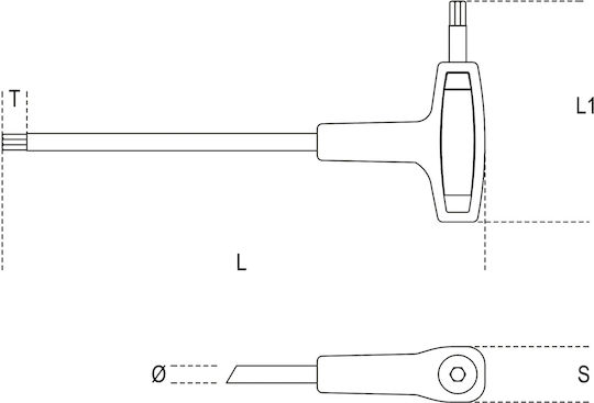 Beta Κλειδί Allen σε Σχήμα Ταφ με Μύτη Μεγέθους 4mm
