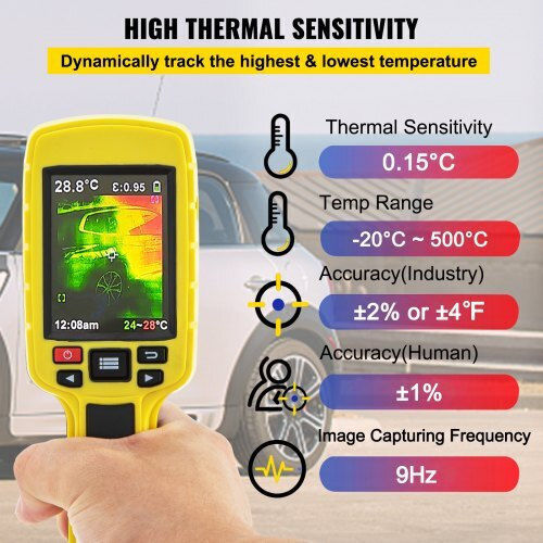 Vevor YHW3600PIXELSR71KV0 Handheld Thermal Camera mit Bildschirm 2.8" für Temperaturen von -20°C bis 500°C