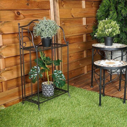 Blumentopf-Regal Metall Schwarz 34cmx18cmx65cmcm.
