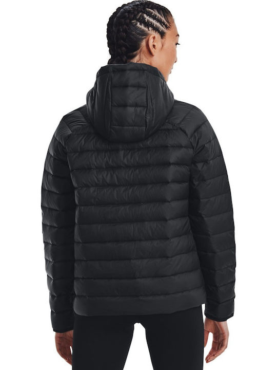 Women's Short Puffer Jacket for Winter with Hood Black