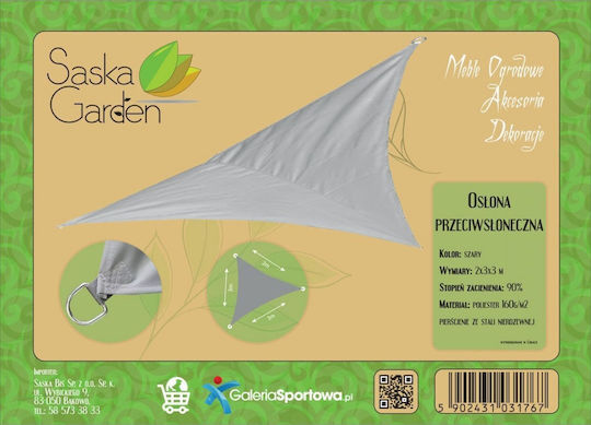 Saska Garden Triunghi Umbrela Sail Gri 3x3x2m