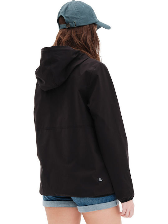 Women's Short Lifestyle Jacket for Spring or Autumn with Hood Black