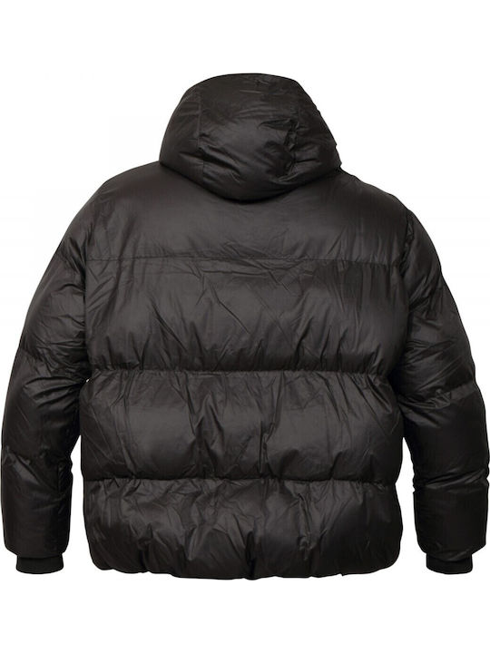 Women's Short Puffer Jacket for Winter with Hood Black