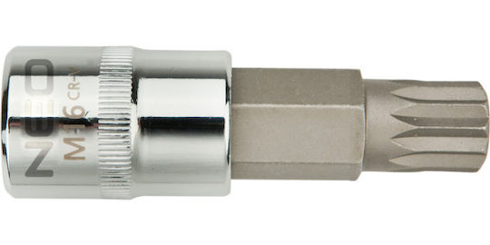 Neo Tools Cheie tubulară cu Vârf Spline și Patrat de Prindere 1/2'' Dimensiune M10x55mm 1buc