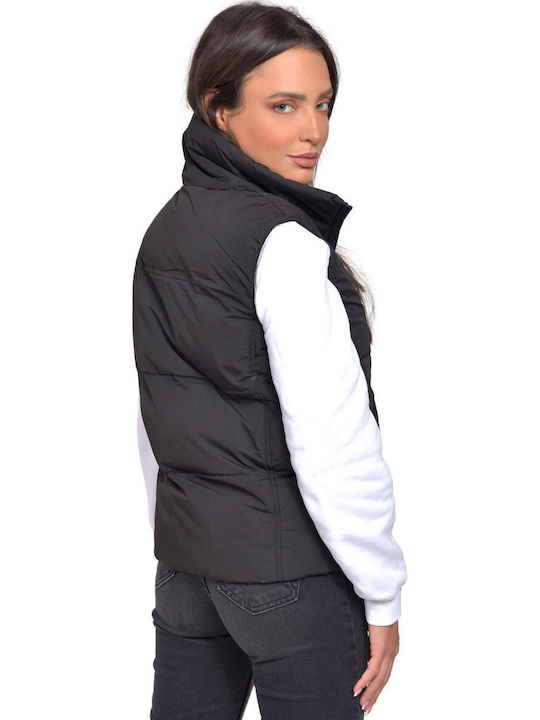 V104 Women's Short Puffer Jacket for Winter Black
