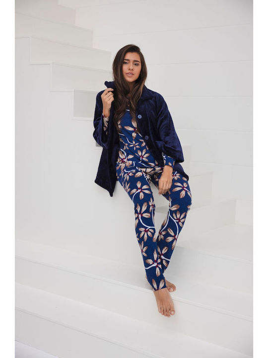 Pastunette Winter Women's Robe Navy Blue