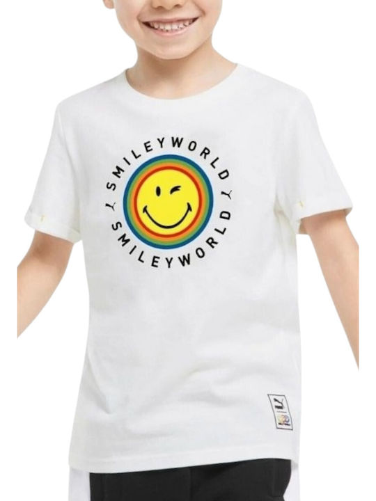 Kinder-T-Shirt Weiß Smiley World