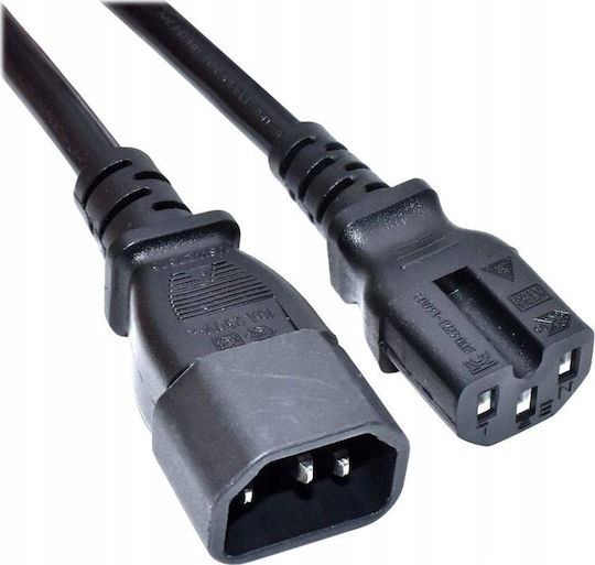 Akyga IEC C14 - IEC C15 Cable 1.8m Μαύρο AK-UP-06