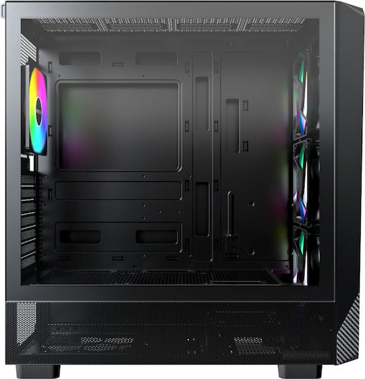 Montech X5 Геймърско Midi Tower Компютърна Кутия с Страничен Прозорец Черен