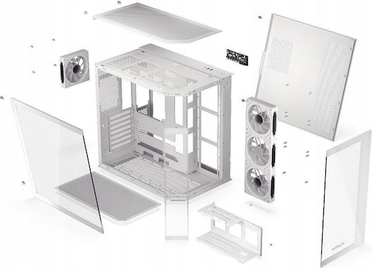 Krux Empero Gaming Midi Tower Κουτί Υπολογιστή με Πλαϊνό Παράθυρο και ARGB Φωτισμό Λευκό