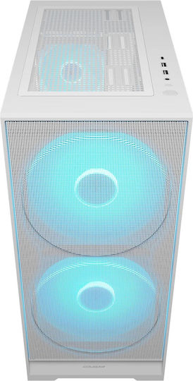 Cougar Airface 180 Геймърско бюро Midi Tower Компютърна кутия със страничен прозорец и ARGB осветление Бял
