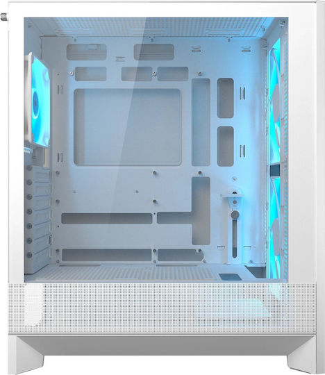 Cougar Airface 180 Геймърско бюро Midi Tower Компютърна кутия със страничен прозорец и ARGB осветление Бял