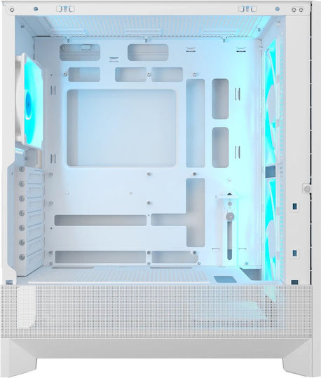 Cougar Airface 180 Геймърско бюро Midi Tower Компютърна кутия със страничен прозорец и ARGB осветление Бял