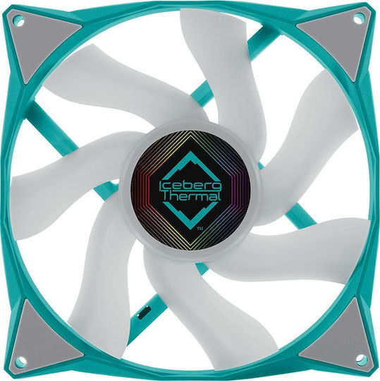 Iceberg Thermal IceGALE Case Fan 140mm (1600rpm / 96cfm) with ARGB Lighting and Connection 3-Pin / 4-Pin PWM Teal