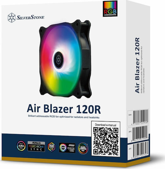 Silverstone Air Blazer 120R Case Fan 2200rpm 93.97cfm with ARGB Lighting and 4-Pin PWM Connection