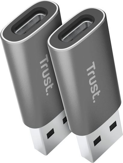 Trust Convertor USB-A masculin în USB-C feminin Gri 2buc 25573