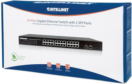 Intellinet 561044 Gigabit Ethernet Switch Unmanaged Switch with 24 Gigabit (1Gbps) Ethernet Ports and 2 SFP Ports
