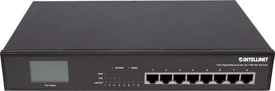Intellinet 561310 Negestionat L2 PoE+ Switch cu 8 Porturi Gigabit (1Gbps) Ethernet