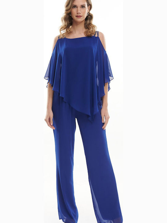 Damen Stoff Hose mit Gummizug Blau