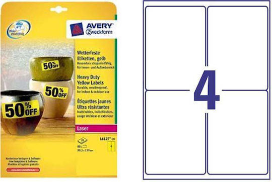 Avery 80 Self-Adhesive Rectangular A4 Labels 139x99.1mm
