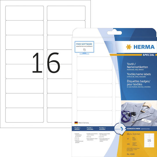 Herma 160 Αυτοκόλλητες Ετικέτες Α4 Ορθογώνιες 88.9x33.8mm
