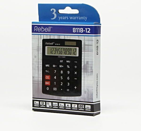Rebell 8118-12 Αριθμομηχανή 12 Ψηφίων σε Μαύρο Χρώμα