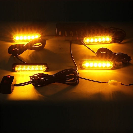 Truck Volume Lights 4pcs LED Roadside Assistance with Remote Control 12 / 24V - Orange MAR746