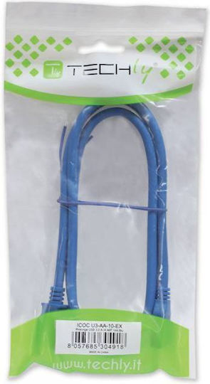 Techly 1m Regular USB 3.0 to micro USB Cable Blue (305243)