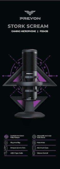 Preyon Stork Scream Микрофон USB Настолен в Черен Цвят