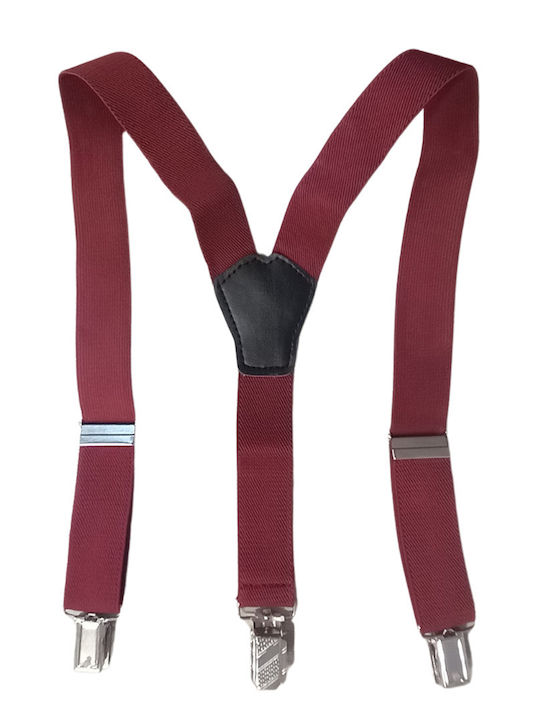 Energiers Kids Suspenders with 3 Clips Burgundy