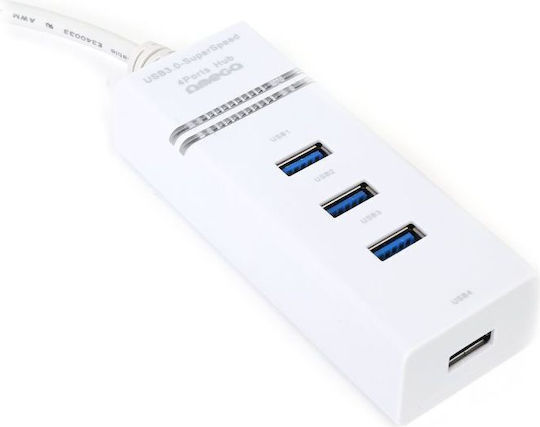 Omega OUH34 Hub 4 Θυρών USB 2.0 με σύνδεση USB-A Λευκό