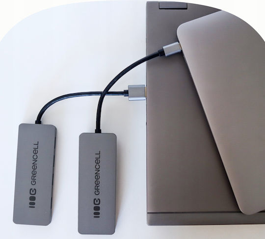 Green Cell Hub 4 Θυρών με σύνδεση USB-A Ασημί