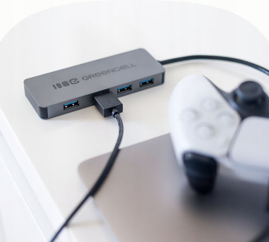 Green Cell Hub 4 Θυρών με σύνδεση USB-A Ασημί