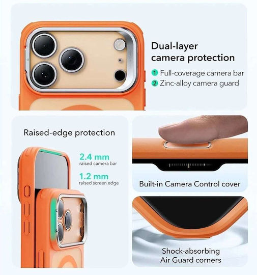 ESR Classic Hybrid Halolock Kickstand Back Cover Metal Portocaliu (iPhone 18 Pro Max / 17 Pro Max)