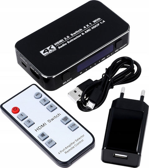 Pawonik HDMI Switch 2.0 4x1 UHD 4K HDCP HDR